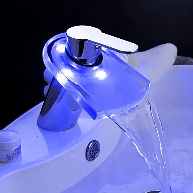 

Color Changing LED Water Tap For Bathroom Sink Basin Faucet Single Handle ,Torneira Para De Banheiro Modocomando