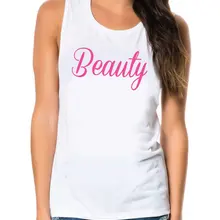 Красоты с буквенным принтом Для женщин майка Летняя майка футболка для леди хлопок бретели Ти Забавный Hipster белый Прямая поставка b-19