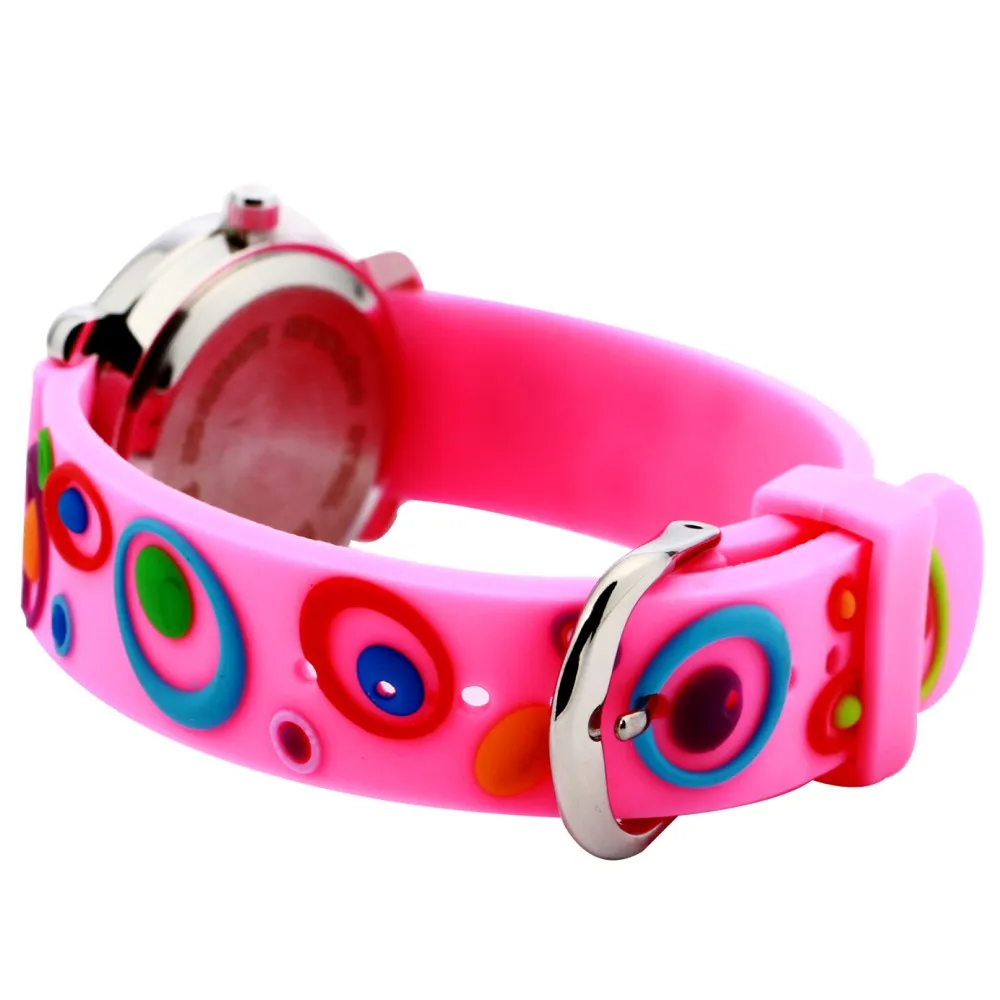 Pengnatate детей Повседневные часы для девочек розовый ремешок милый мультфильм смотреть модная детская одежда 3D Силиконовый браслет наручные