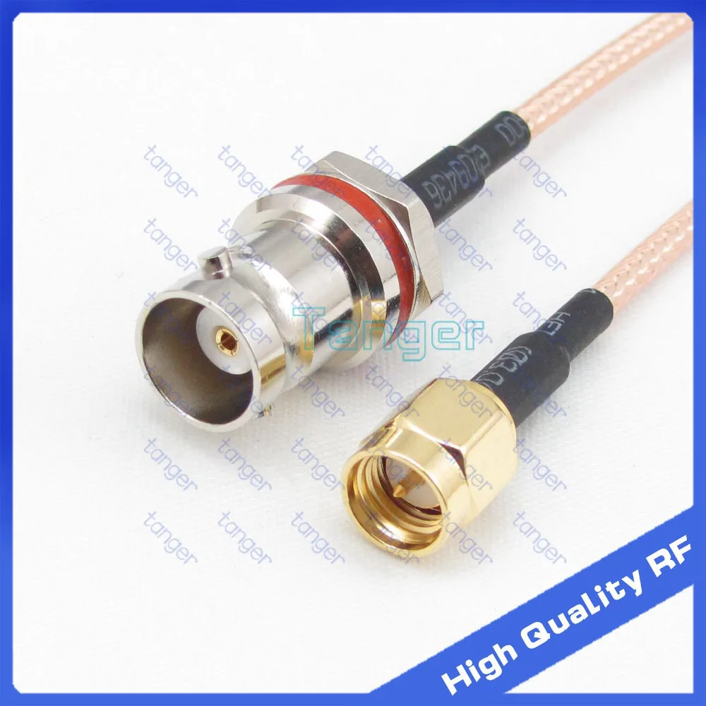 

BNC female behind with nut to SMA male plug with RG-316 RF Coaxial Pigtail Jumper cable 6" 15cm Tanger High Quality RF cables