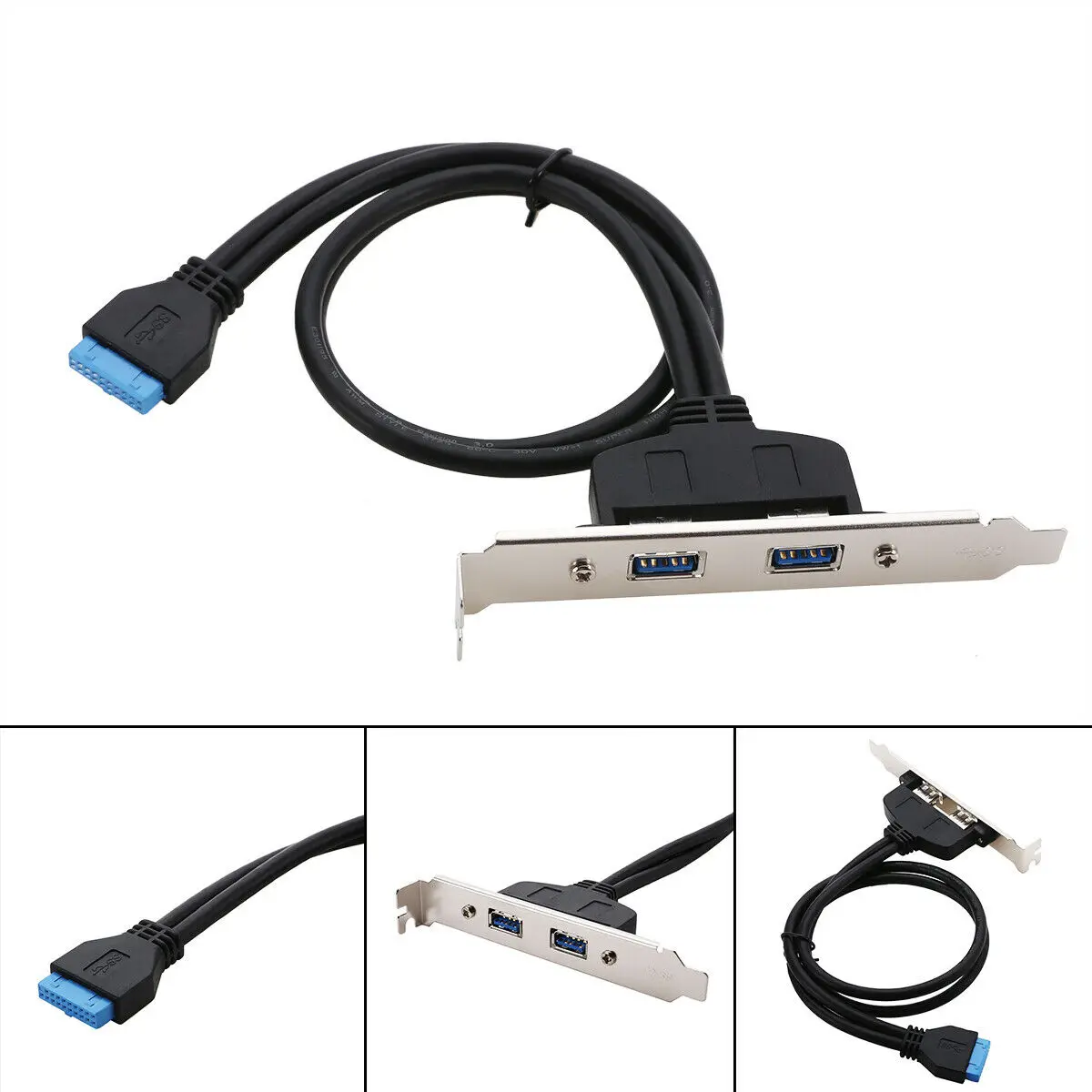

USB 3.0 Back Panel Expansion Bracket To 20Pin Header Cable Motherboard Adapter
