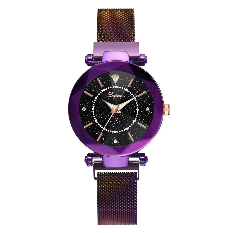 

1 Pcs Women Lady Student Wrist Quartz Watch Starry Sky Luxury Round Dial Magnetic Buckle TC21