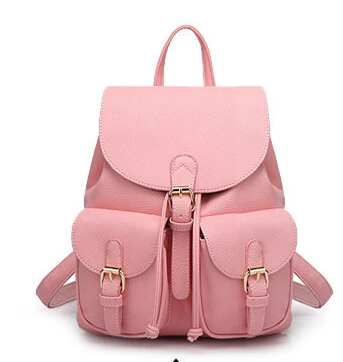 Женский кожаный рюкзак, черный Bolsas Mochila Feminina, большой школьный рюкзак для девочек, дорожная сумка, школьные рюкзаки, яркие цвета, розовый - Цвет: Розовый