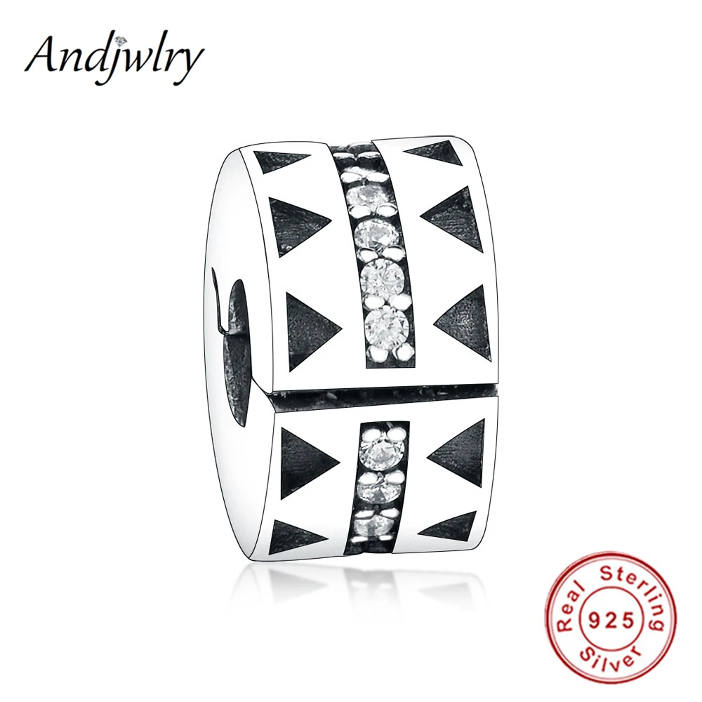 

Fit Original Pandora Charms Bracelets Sterling 925 Silver Sparkling Jagged Lines Clip Charms Beads DIY Jewelry Women Berloque