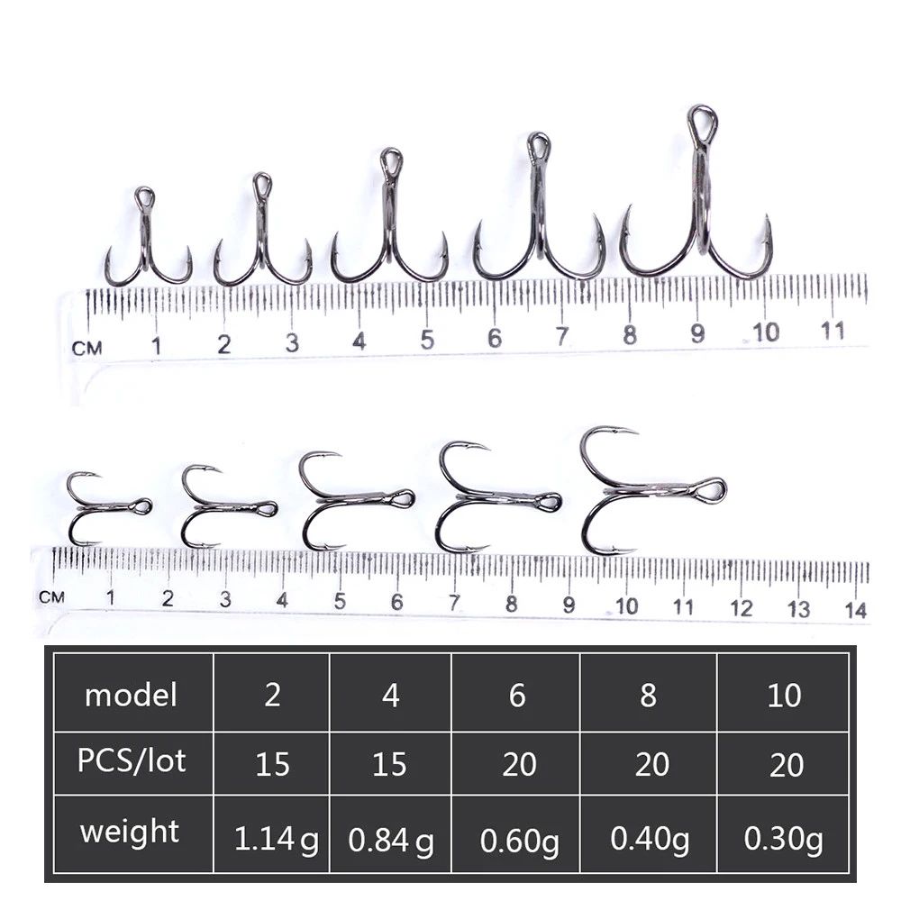 Рыболовный крючок из черной никелевой высокоуглеродистой стали опрокинутые тройные Крючки 2#-4#15 шт. 6#-10#20 шт. Твердая Приманка Тройной Крючок Рыболовные снасти