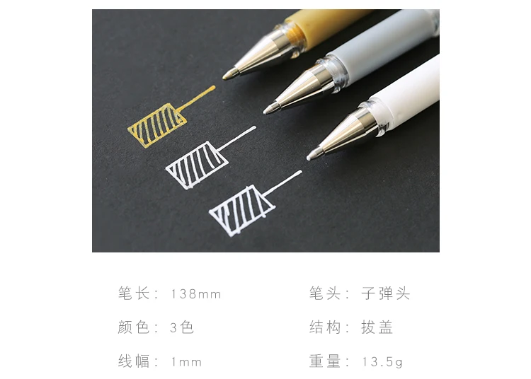 2 шт./лот 1 мм цветная Серебристая Золотая белая блестящая гелевая чернильная ручка канцелярские товары для рукоделия эскизный маркер