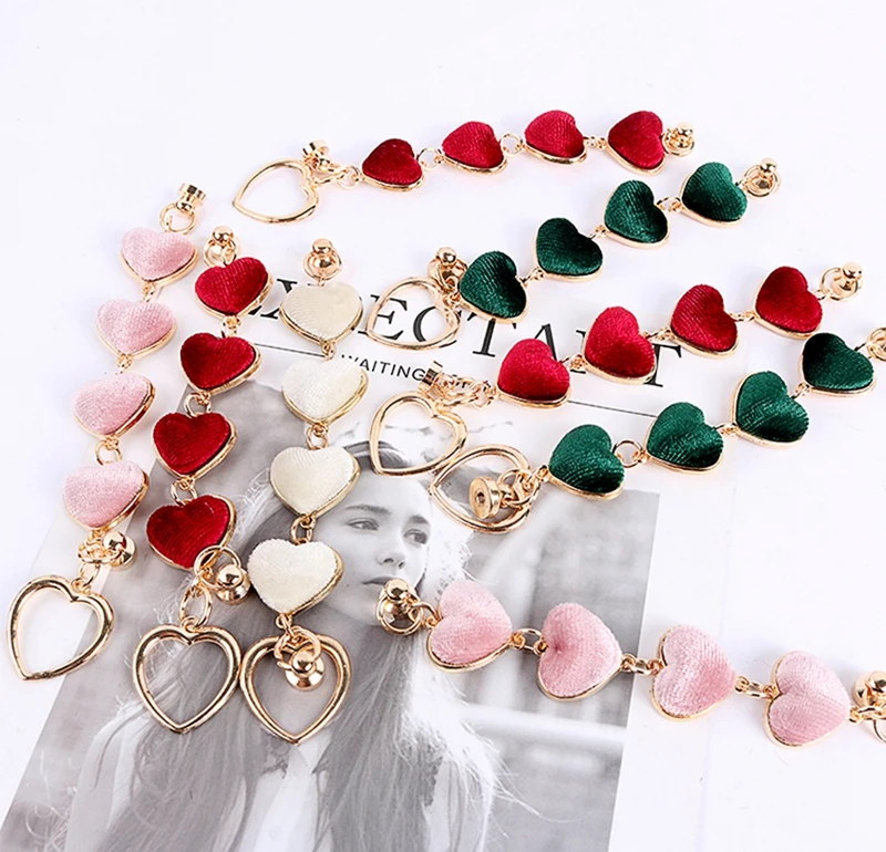 

Heart shape string velveteen chain handmade material package pendants hanger for bag cellphone key case diy craft accessories