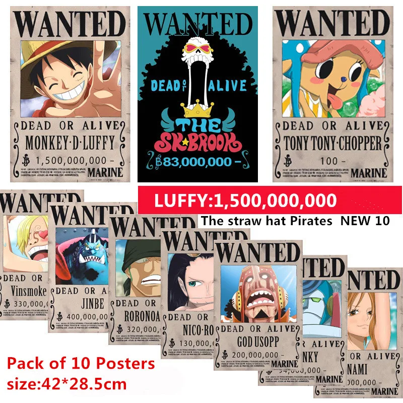 10 шт./партия ONE PIECE Wanted постеры новейший аниме постер ONE PIECE Луффи Эйс джинбе нами и Чоппер Робин Зоро Санджи Усопп игрушки франки