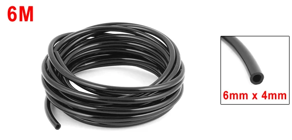 Black 6mm x 4mm Fuel Gas Air Polyurethane PU Tubing Hose Pipe 6M Long