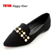 Модная обувь на плоской подошве для Для женщин жемчуг с острым носком мягкие тонкие туфли Элегантные Для женщин Туфли без каблуков ZH2829