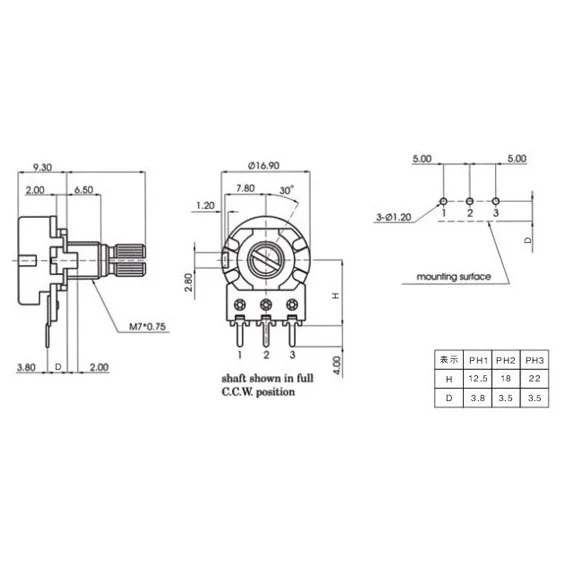 Glyduwh148 B10K линейный потенциометр горшок одиночное соединение для Arduino