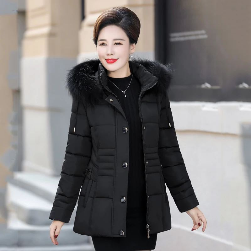 Высокое качество женская зимняя куртка женская тонкая с капюшоном с искусственным мехом верхняя одежда пальто теплая утепленная парка