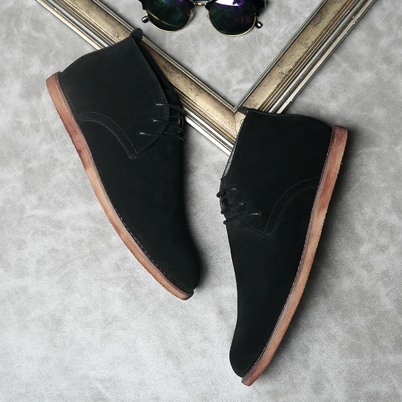 2018 мужские ботинки замшевые туфли черные ботинки «Челси» модельные туфли на шнуровке мужские замшевые ботильоны из натуральной кожи