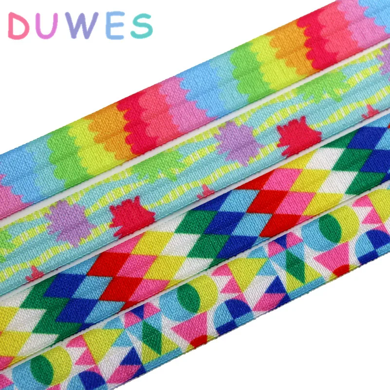 

DUWES 5/8 дюйма, 50 ярдов, летняя эластичная повязка на голову с принтом в клетку и складками, повязка на голову с бантом, головной убор «сделай сам», оптовая продажа D895