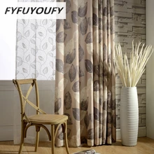 Printed Navy Blue brown Blackout font b Curtains b font for Living Room French font b