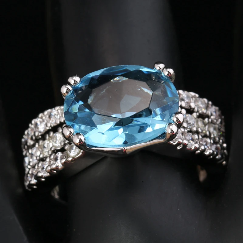 Distinctive Light Blue Zircon 925 Sterling Silver Party Jewelry