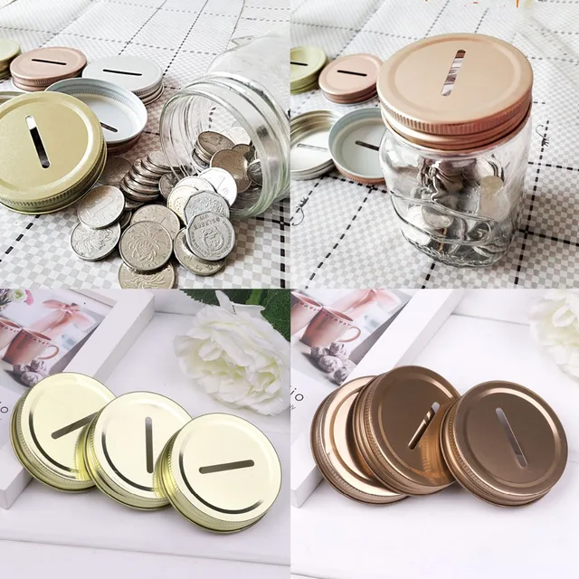 8Pcs 70mm Mason Jar Lids with Coin Slot Polished Rust Resistant