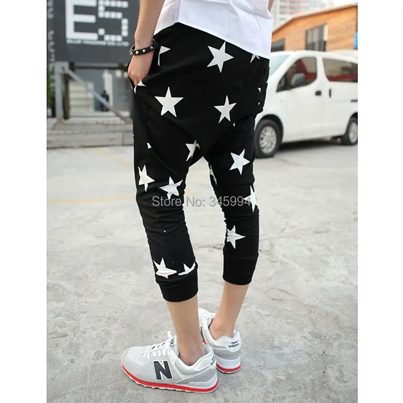 Masculino cal&ccedil;as cal&ccedil;as gota gancho cal&ccedil;as Harem moda Hip hop Dance cal&ccedil;as soltas estrelas de alta qualidade