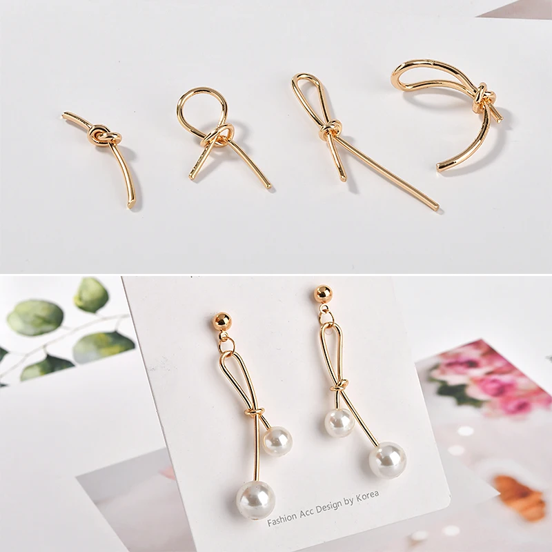 

DIY copper-plated 18k golden color-preserving pearl knotting asymmetric eardrop earrings and accessories