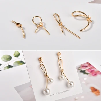 

DIY copper-plated 18k golden color-preserving pearl knotting asymmetric eardrop earrings and accessories
