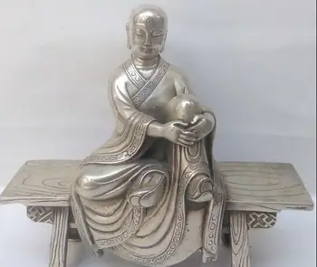 

ZHENG515 Tibet Tibetan Buddhism Handwork carve Silver Bencher buddha statue