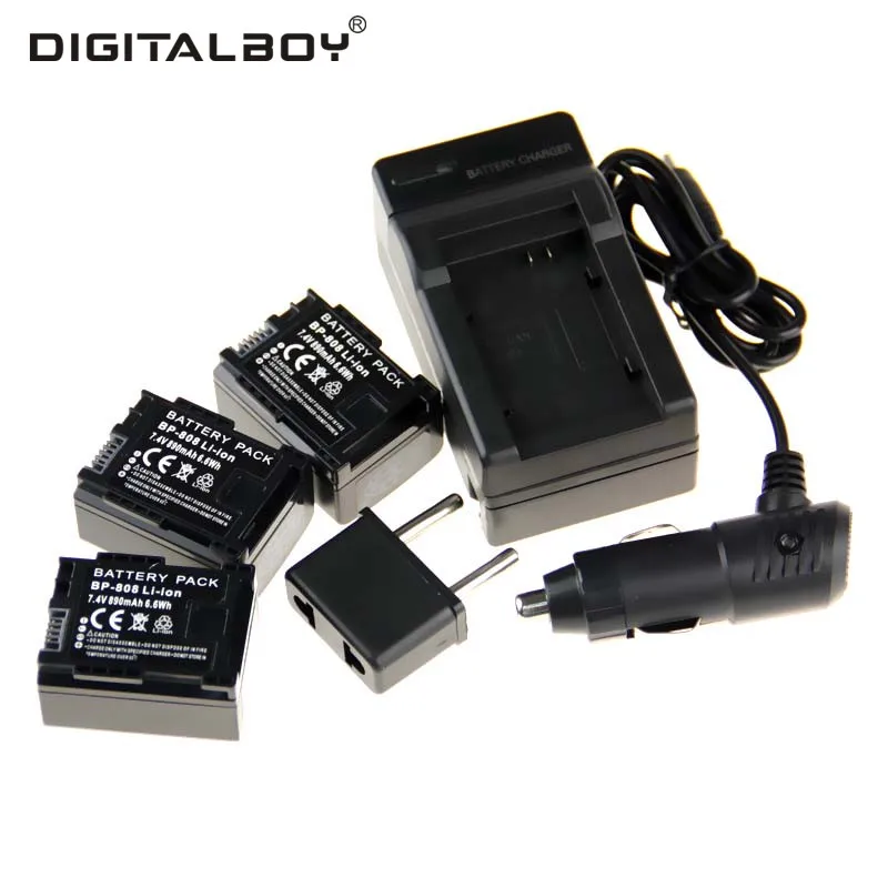 Digitalboy 6 шт./компл. 890 мАч Батареи для камеры BP-808 BP 808 BP808 + Зарядное устройство машины