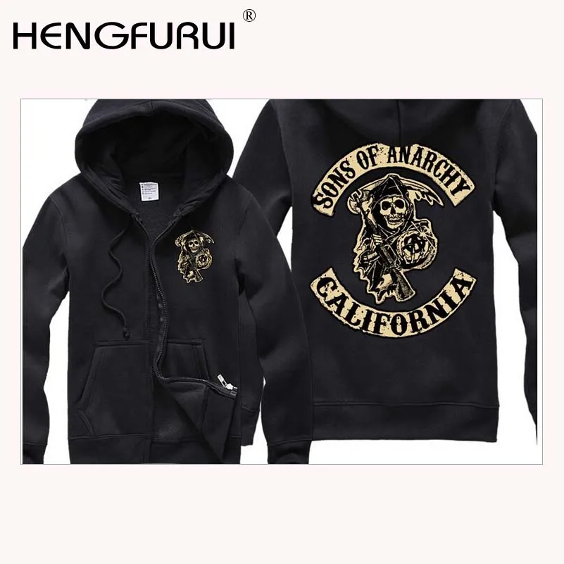 Sons of anarchy HENGFURUI Hoodies Mens Sons anarchy samcro Kaus pria hoodie  zipper mode Hitam Abu abu Kasual sudaderas|zipper blue|fleeczipper hat -  AliExpress