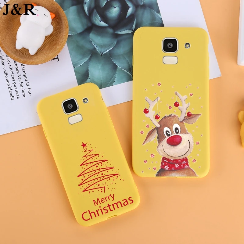 

J&R Christmas Case For Samsung Galaxy J6 2018 Silicon Yellow Back Cover For Samsung Galaxy J6Plus Case for Galaxy J6 Plus J610F