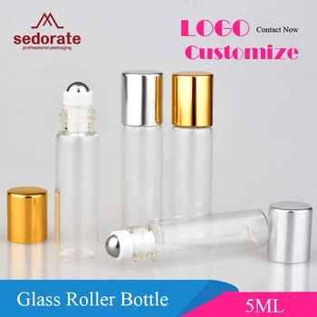 

Sedorate 50 pcs/Lot Clear Glass Bottle For Cosmetic Essential Oil Steel Roller Bottle 5ML Vial Roll On Bottle Containers RYR04