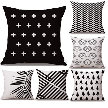

Black White Geometry Neck Body Pillowcase Linen Bed Pillows Cover Couch Seat Cushion Throw Pillow Home Decoration Family Gift