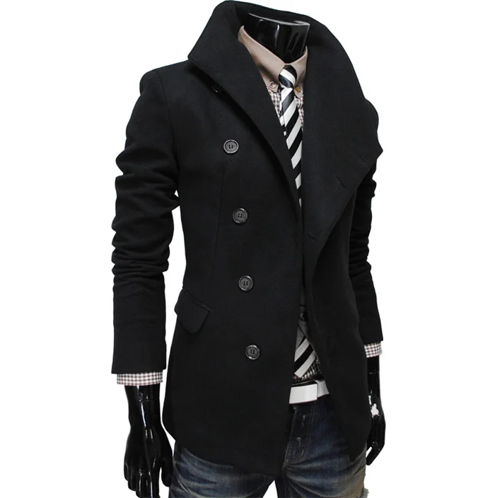 New Single-Breasted Lapel Oblique Placket Wool Coat For Men Men 'S Clothing Coats Jacket Strench