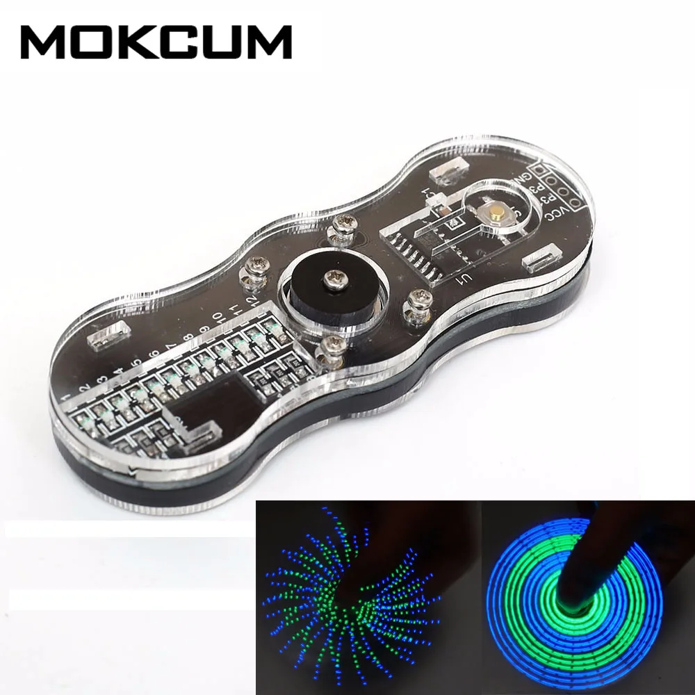 

DIY Kit Blue+Green Rotating LED Electronic Kit 24 kind Beautiful Pattern Electronic DIY Production Kit DIY Gyro Parts