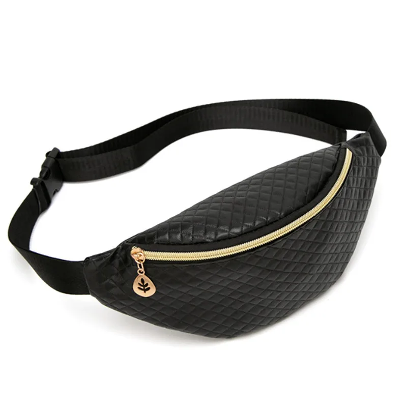 Плед из искусственной кожи поясные сумки женские поясные сумки черные золотые геометрические поясные сумки лазерная нагрудная сумка для телефона - Цвет: 2
