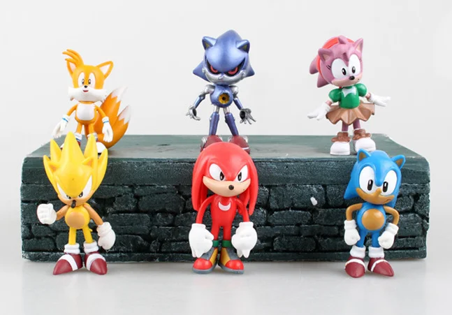 [TOP] 30 шт./лот sonic Ежик 7 см Фигурки SEGA игрушечные ПВХ игрушки звуковые персонажи