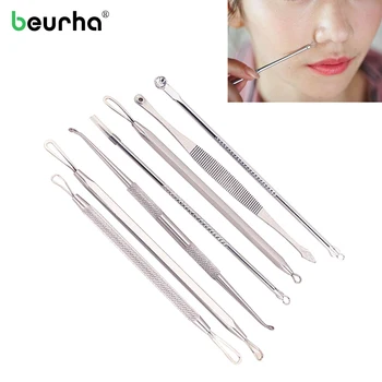 

7Pcs/Lot Acne Removal Needle Blackhead Whitehead Pimple Blemish Comedone Pore Extractor Remover Face Skin Care Beauty Tool Set