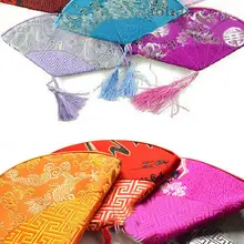 10 шт милый китайский классический, ручной работы Веерообразный шелковый кошелек/кошельки