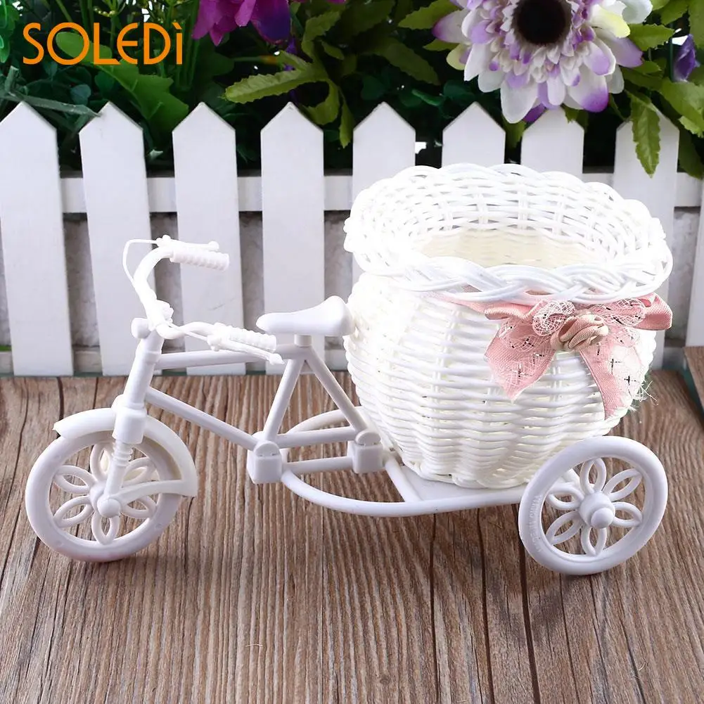 SOLEDI белый пластиковый трехколесный велосипед дизайн цветочная корзина