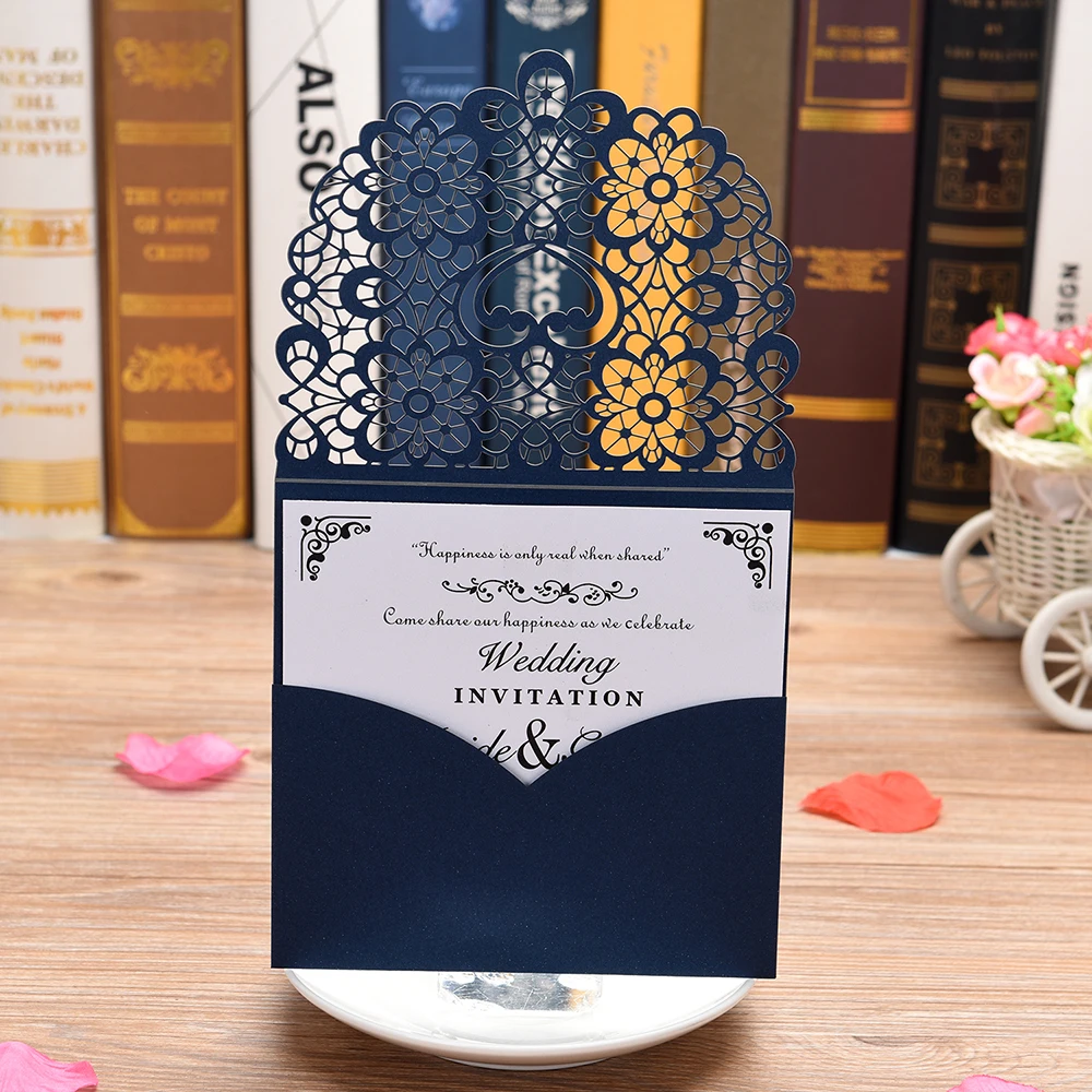  5 PCS Flowers design European Style Lace Wedding Greeting Invitation Card Cover Engagement Party De - 4.00003E+12