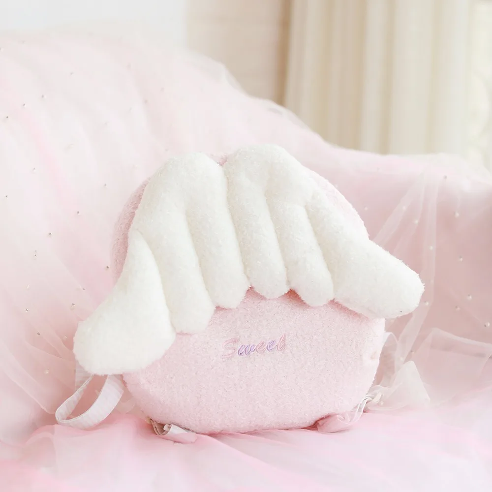 Розовые крылья ангела плюшевые рюкзаки kawaii дизайнерская сумка через плечо с