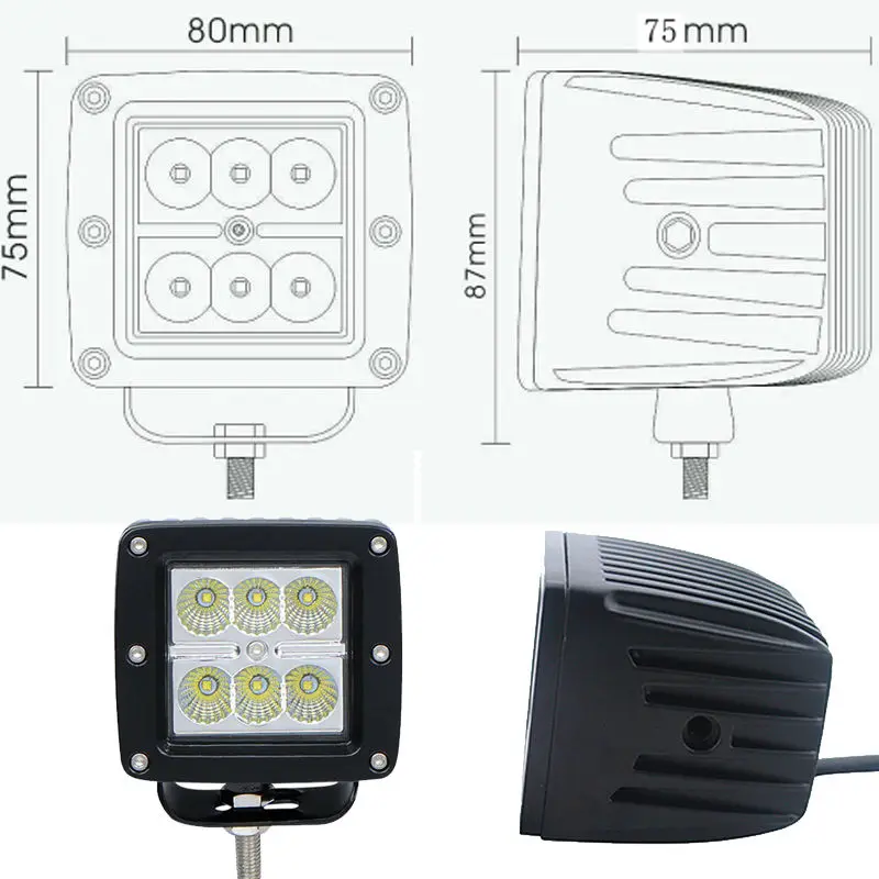 18w Led Work Light Off Road SUV Led Boat Light for Ford F150 Truck Tractor Led Driving Light Lamp (3)