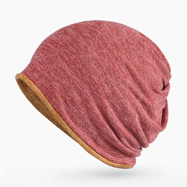 Сплошной цвет для взрослых Шея шапка осень зима хлопок для мужчин и женщин мода воротник кепки двойного назначения мальчиков и девочек носить шапочки шарф два цвета - Цвет: red
