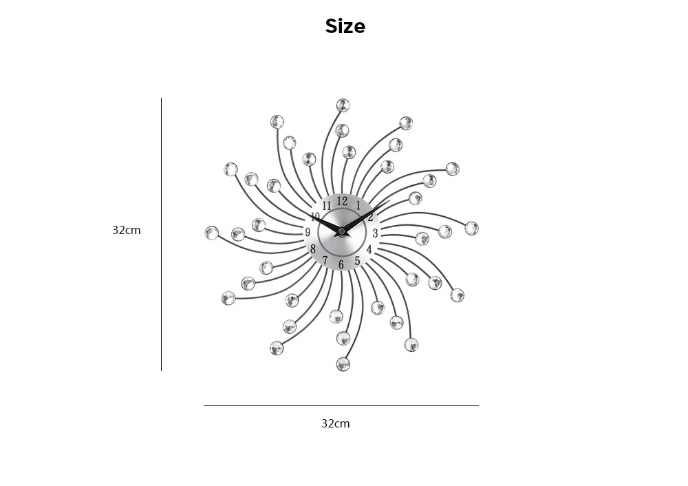 3D большие настенные часы Металлические Хрустальные современные украшения дома бесшумные часы для гостиной офиса 2018ing