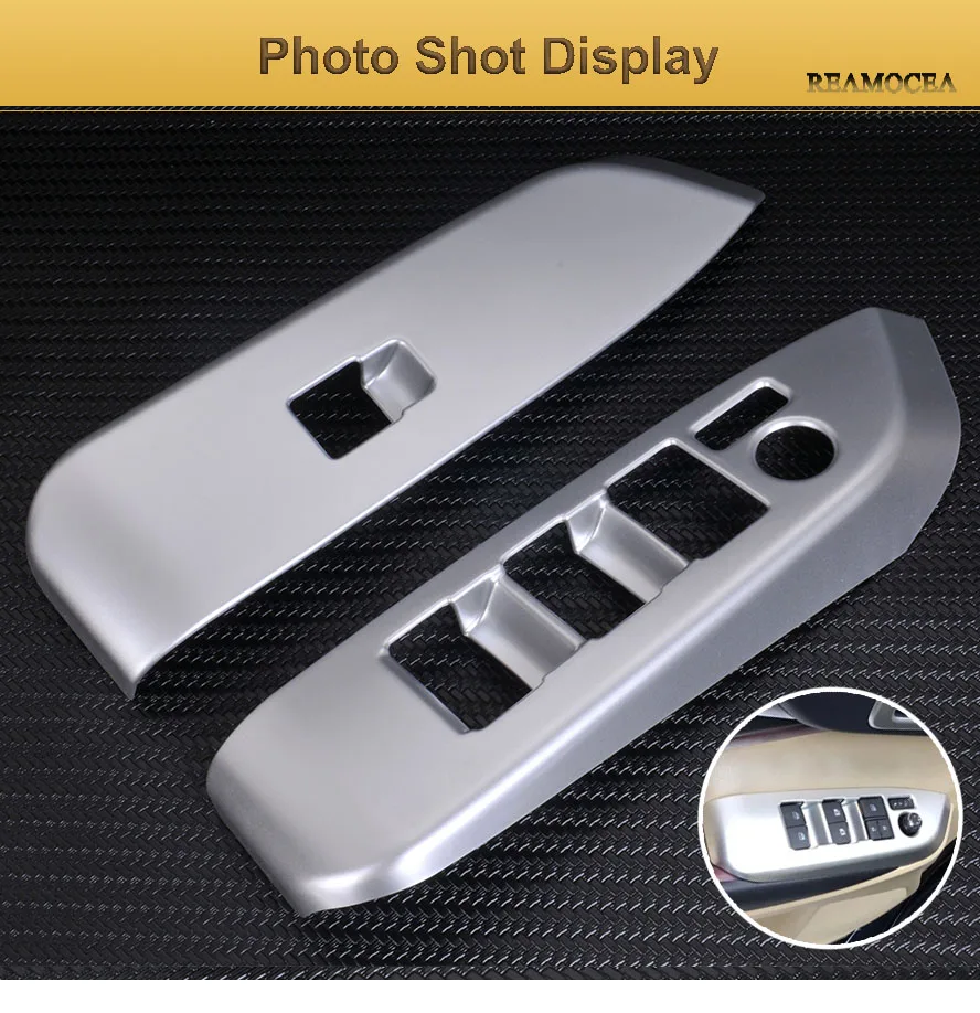 Reamocea 4Pcs ABS Chrome Silver Door Window Panel Switch Cover Trim Decals For Toyota Highlander 2014 2015 2016 2017 (8)