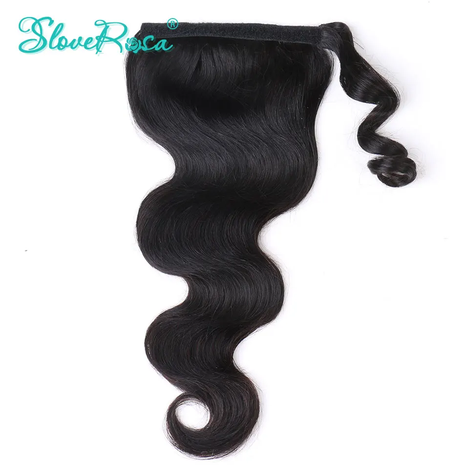 Ponytail Body Wave Brazilian Hair Natural Black Color For Woman 150g Remy Human Hair Ponytails Clip-In Slove Rose