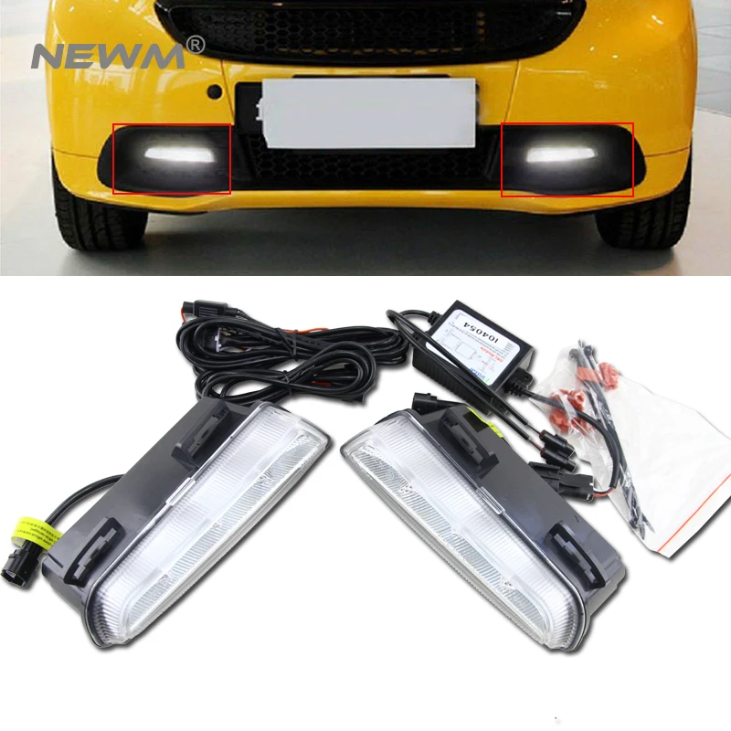 

For SMART 2012-2014 2PCS White LED DRL Daytime Running Light Driving lamp