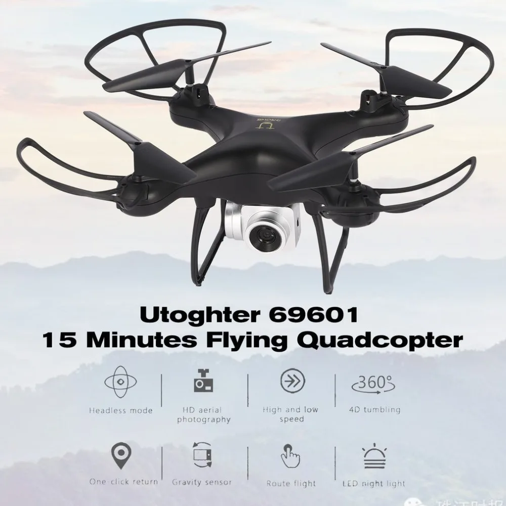 

Utoghter 69601 Drone with Camera 15 Minutes Flying Headless Mode WiFi FPV H/L Speed Altitude Hold One-key Return Quadcopter