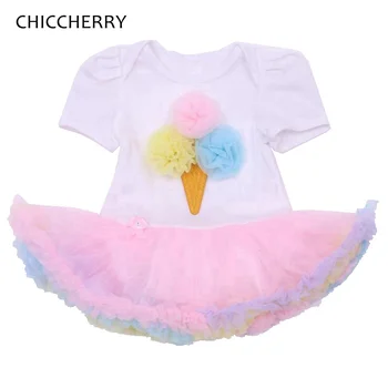 

Baby-Girls Infant Ice Cream Applique Rompers Tutu Dresses For Toddlers Ropa Bebe Summer Style Newborn Baby Girl Romper Clothes