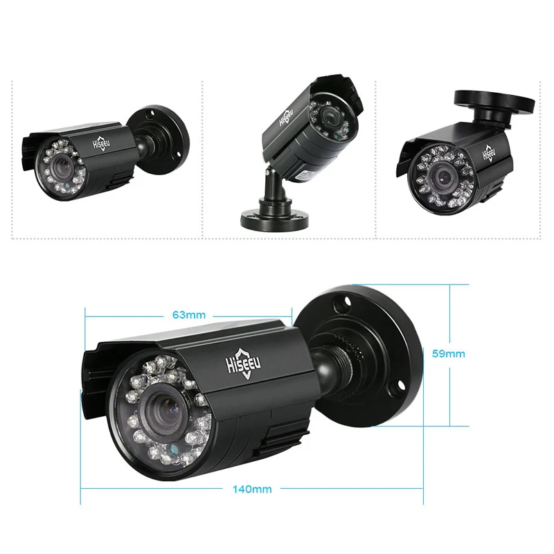 Hiseeu CCTV камера система 4CH 720 P/1080 P AHD безопасности DVR комплект Водонепроницаемая