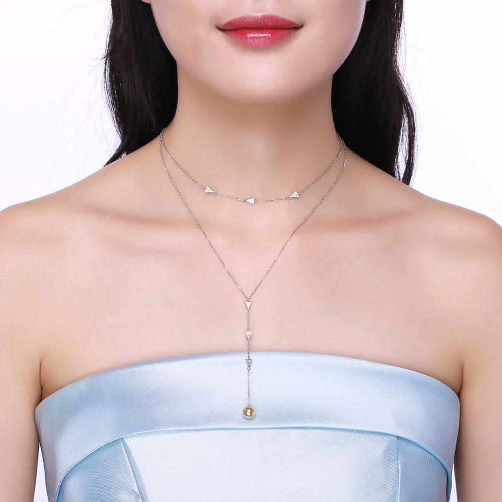 LEKANI Кристаллы из ожерелье Сваровски 925 сложенный модное жемчужное ожерелье женский подарок бутик ювелирные изделия ожерелье длинное ожерелье