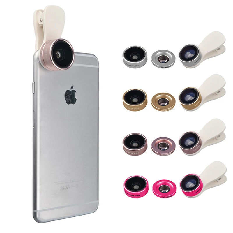 كليب على 3in1 HD عدسة كيت فيش 0.36X واسعة زاوية 15X ماكرو الهاتف المحمول كاميرا العدسات ل iphone 4 4s 5 5s 5c SE 6 6 7 ثانية زائد